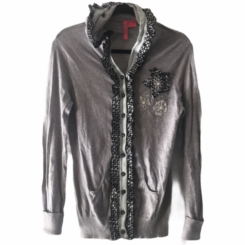 Charlotte gray button up cardigan with hood